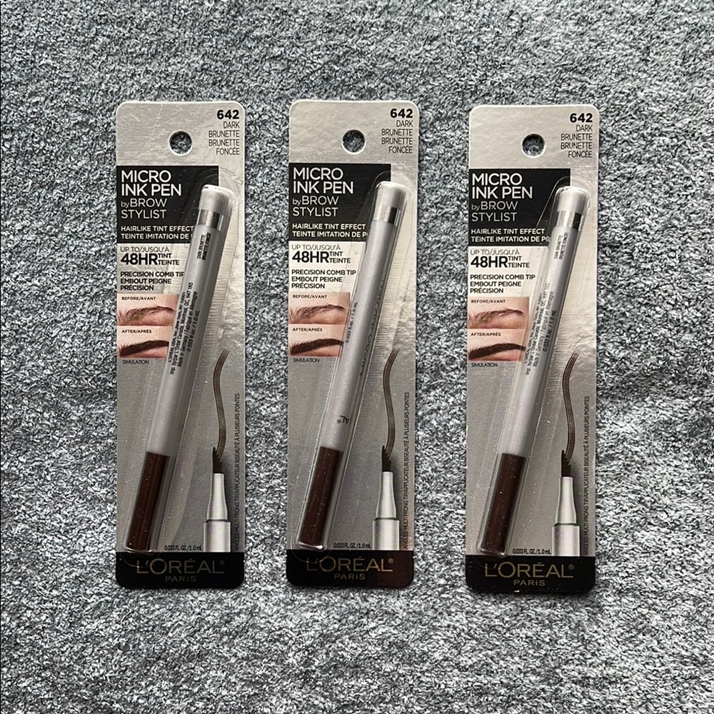 L'Oreal Micro Ink Pen Brow Stylist in Brunette (listing includes 3 NIB)